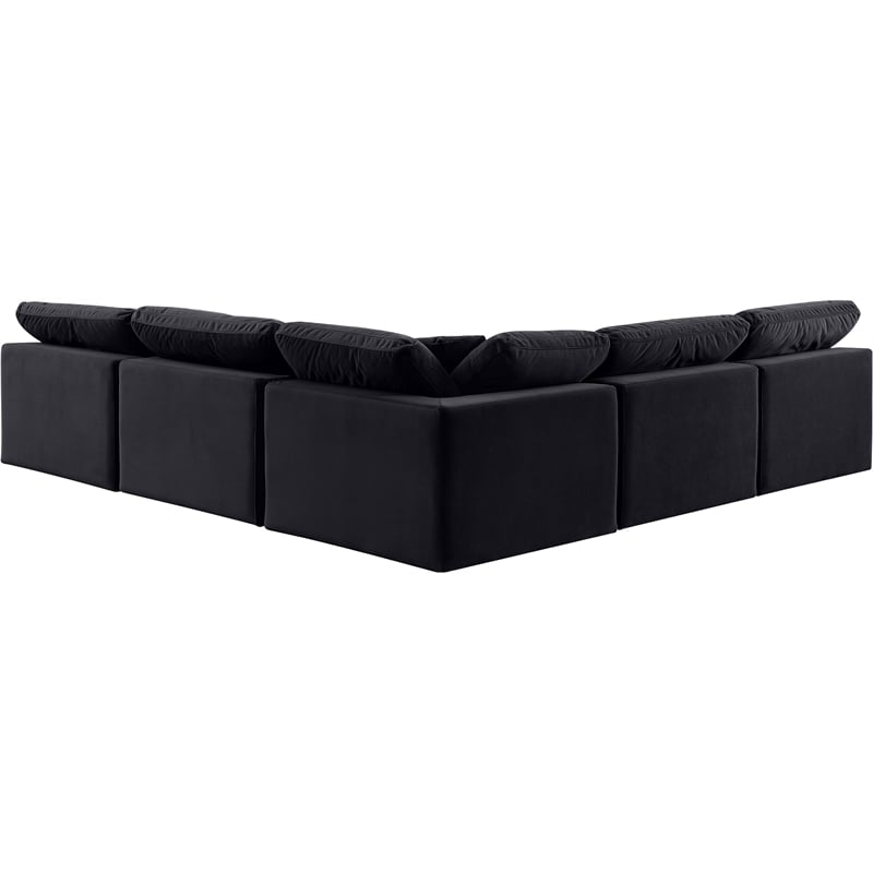 Meridian Furniture Comfy Black Velvet 5-Pc. Modular Sectional
