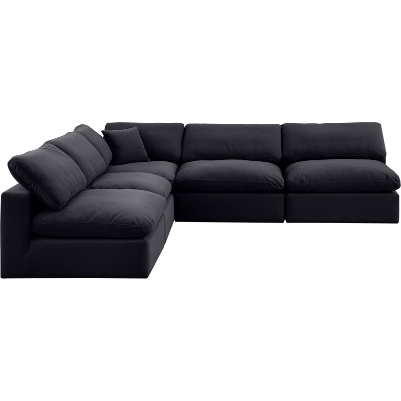 Meridian Furniture Comfy Black Velvet 5-Pc. Modular Sectional
