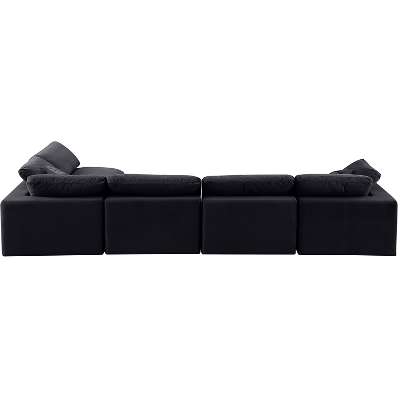 Meridian Furniture Comfy Black Velvet 5-Pc. Modular Sectional