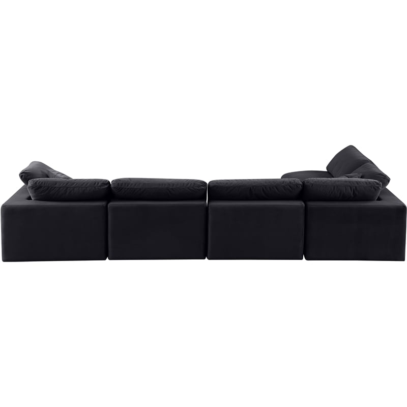 Meridian Furniture Comfy Black Velvet 5-Pc. Modular Sectional