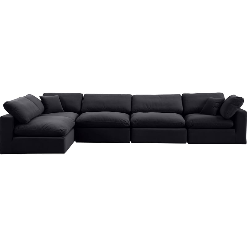 Meridian Furniture Comfy Black Velvet 5-Pc. Modular Sectional