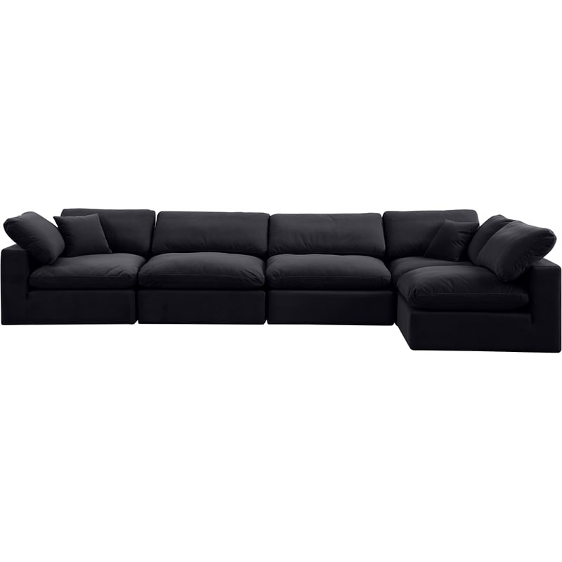Meridian Furniture Comfy Black Velvet 5-Pc. Modular Sectional