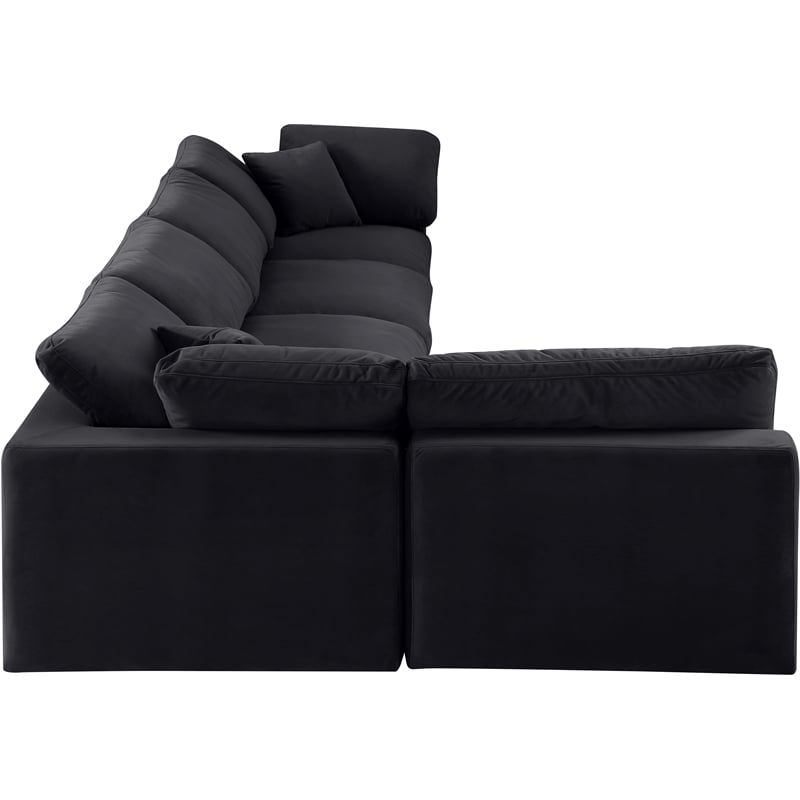 Meridian Furniture Comfy Black Velvet 5-Pc. Modular Sectional
