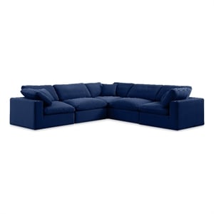 Meridian Furniture Comfy Navy Velvet 5-Pc. Modular Sectional