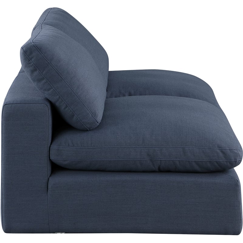 meridian furniture comfy navy linen textured fabric 2-pc. modular sofa