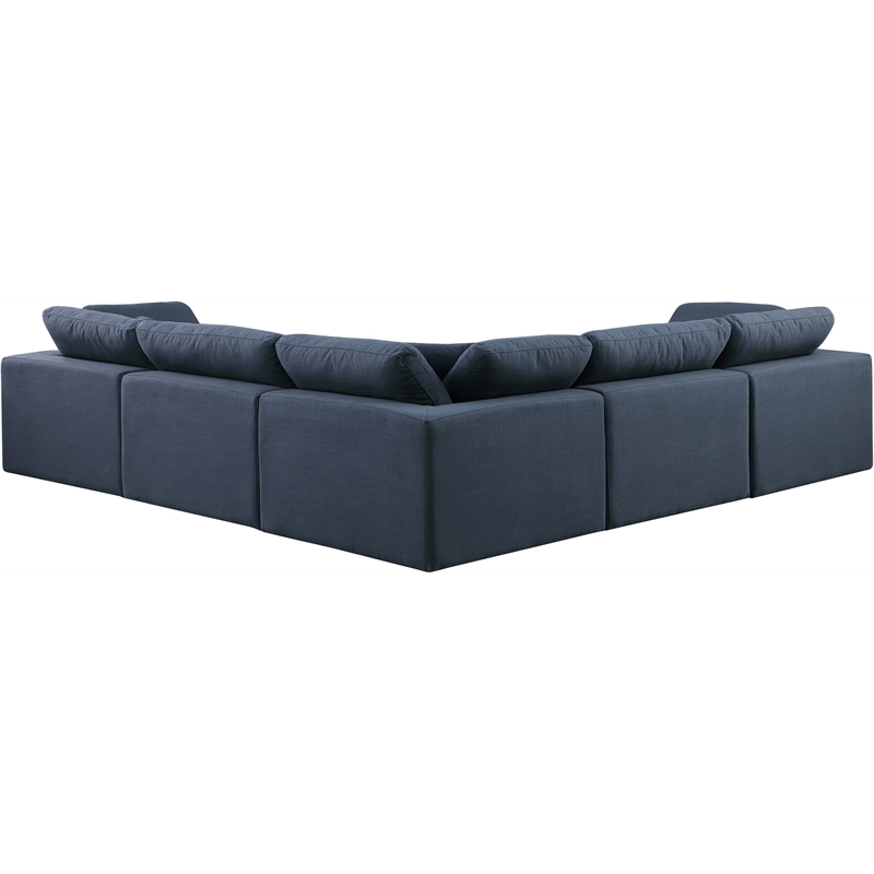 Meridian Furniture Comfy Navy Linen Textured Fabric 5-Pc. Modular Sectional