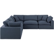 Meridian Furniture Comfy Navy Linen Textured Fabric 5-Pc. Modular Sectional
