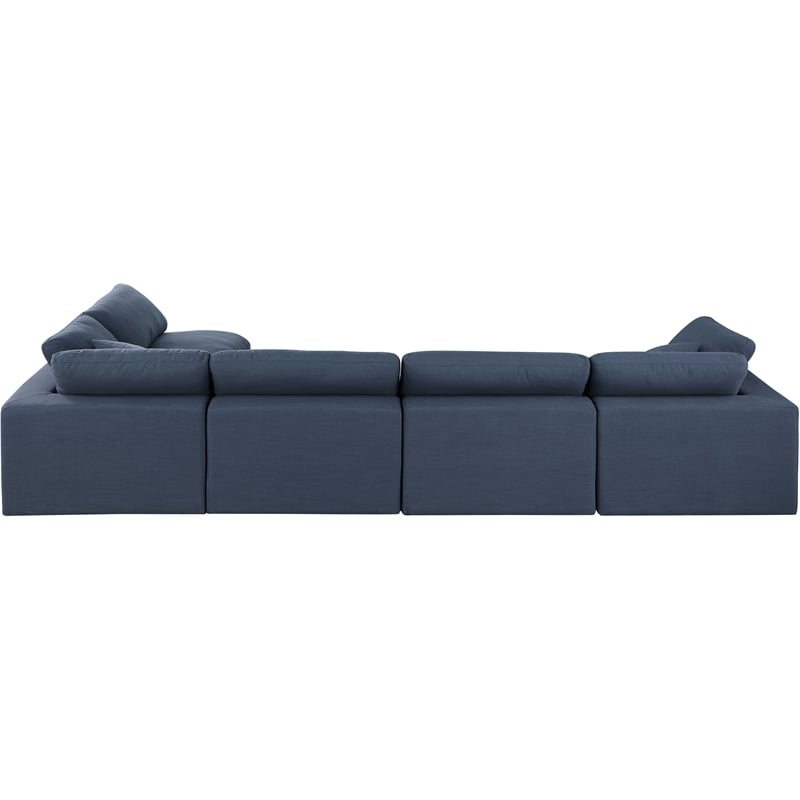 Meridian Furniture Comfy Navy Linen Textured Fabric 5-Pc. Modular Sectional