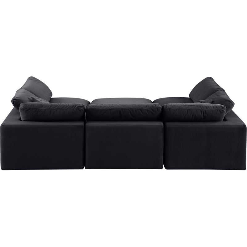 Meridian Furniture Comfy Black Velvet 6-Pc. Modular Sectional
