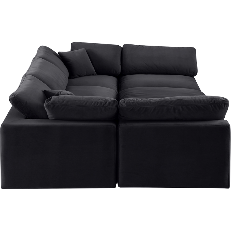 Meridian Furniture Comfy Black Velvet 6-Pc. Modular Sectional