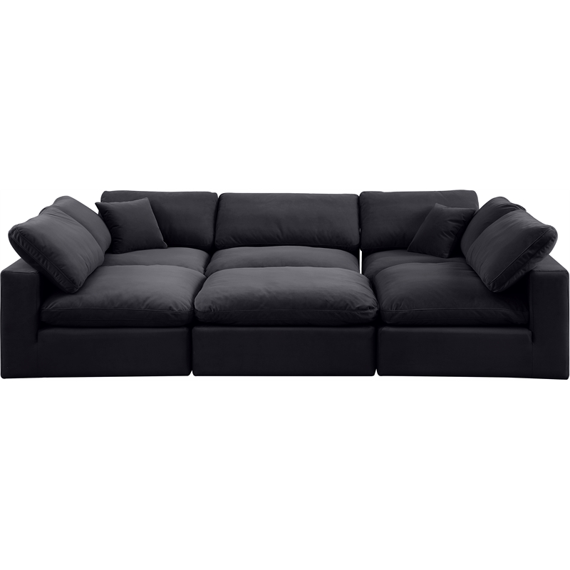 Meridian Furniture Comfy Black Velvet 6-Pc. Modular Sectional