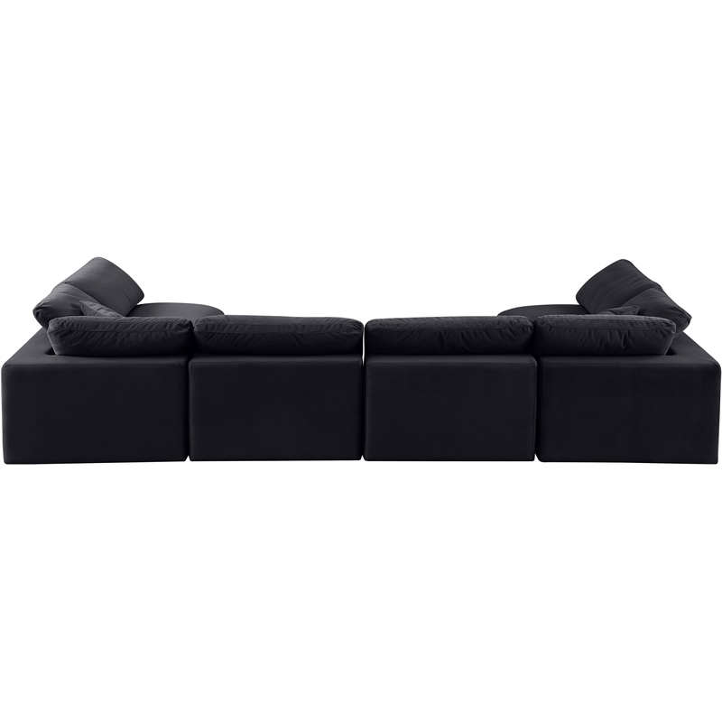 Meridian Furniture Comfy Black Velvet 6-Pc. Modular Sectional