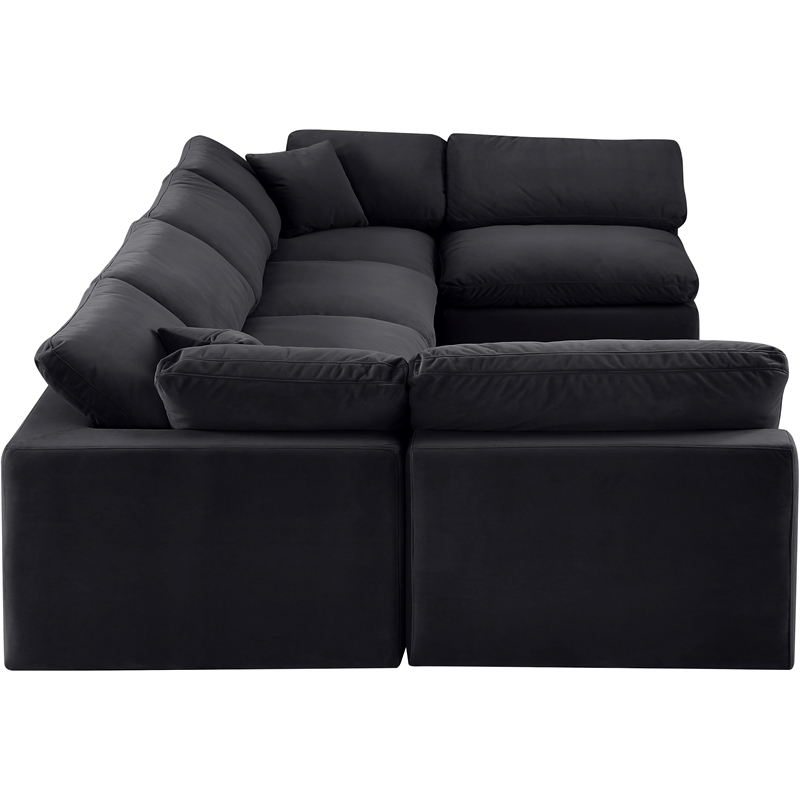 Meridian Furniture Comfy Black Velvet 6-Pc. Modular Sectional
