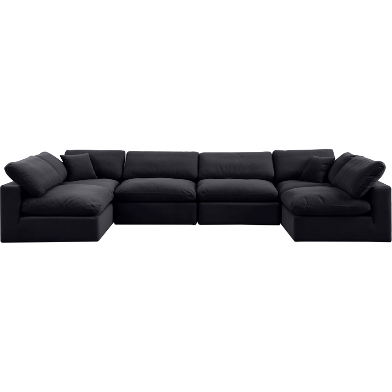 Meridian Furniture Comfy Black Velvet 6-Pc. Modular Sectional