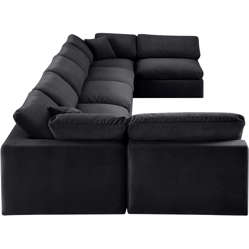 Meridian Furniture Comfy Black Velvet 7-Pc. Modular Sectional