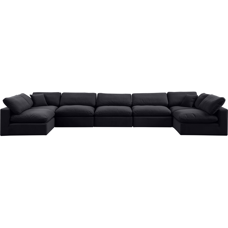 Meridian Furniture Comfy Black Velvet 7-Pc. Modular Sectional