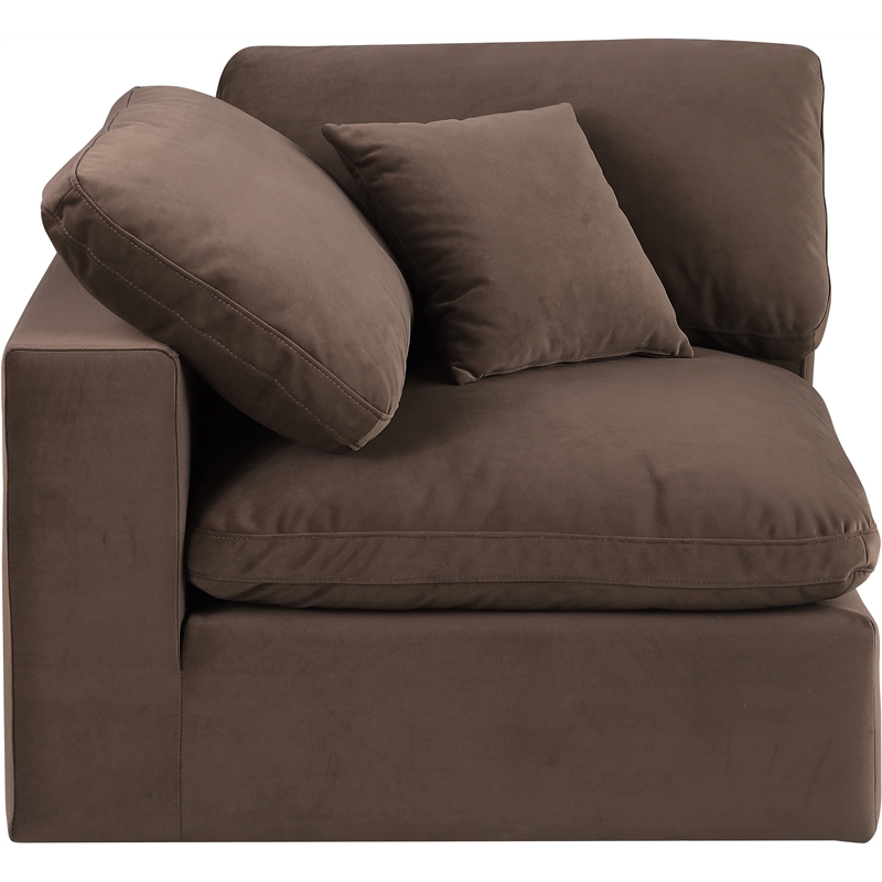 Meridian Furniture Comfy Brown Velvet Corner Chair