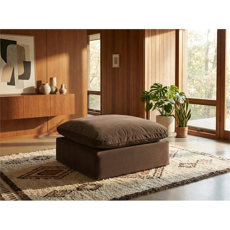 Meridian Furniture Comfy Brown Velvet Ottoman