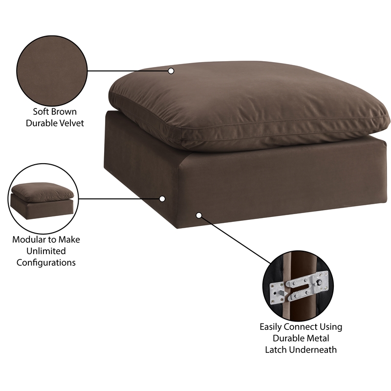 Meridian Furniture Comfy Brown Velvet Ottoman