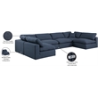 Meridian Furniture Comfy Navy Linen Textured Fabric 6-Pc. Modular Sectional