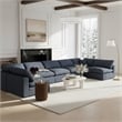 Meridian Furniture Comfy Navy Linen Textured Fabric 7-Pc. Modular Sectional