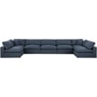 Meridian Furniture Comfy Navy Linen Textured Fabric 7-Pc. Modular Sectional