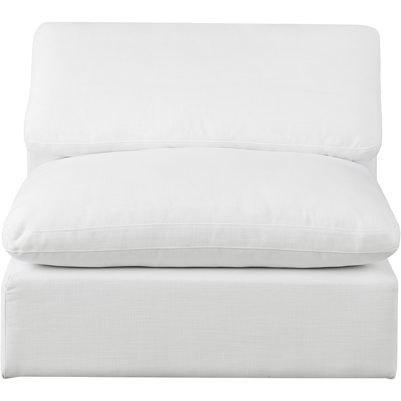 Meridian Furniture Comfy White Linen Textured Fabric Armless Chair
