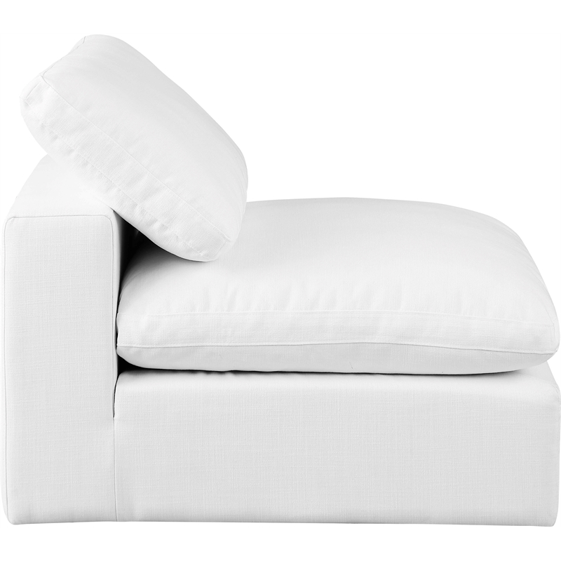 Meridian Furniture Comfy White Linen Textured Fabric Armless Chair