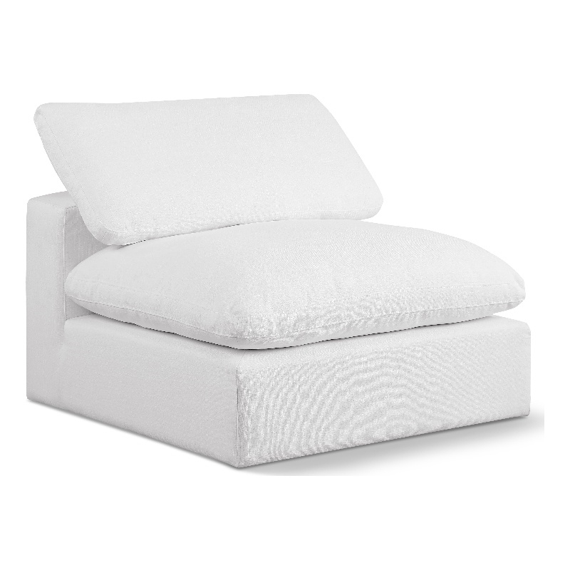 Meridian Furniture Comfy White Linen Textured Fabric Armless Chair