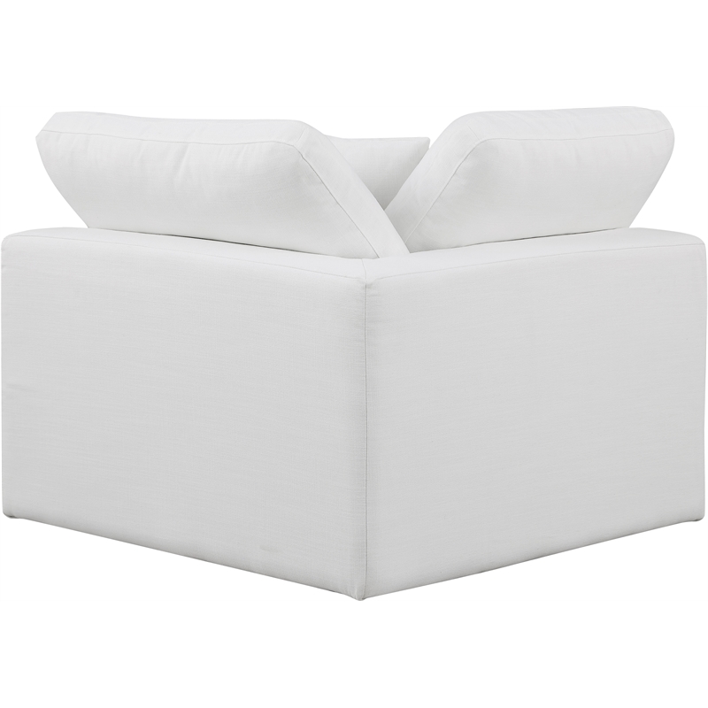 Meridian Furniture Comfy White Linen Textured Fabric Corner Chair