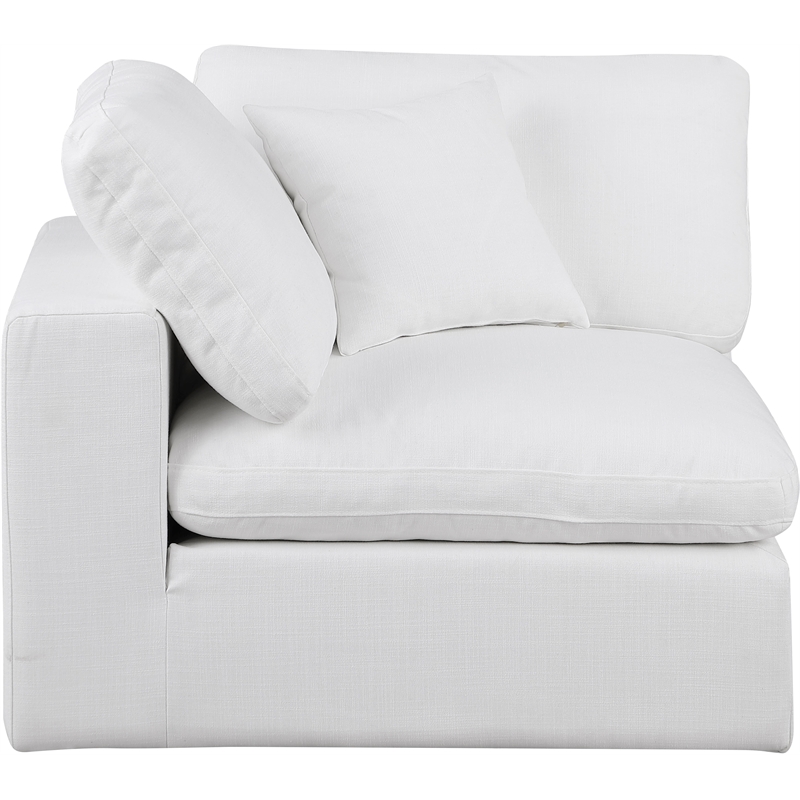 Meridian Furniture Comfy White Linen Textured Fabric Corner Chair