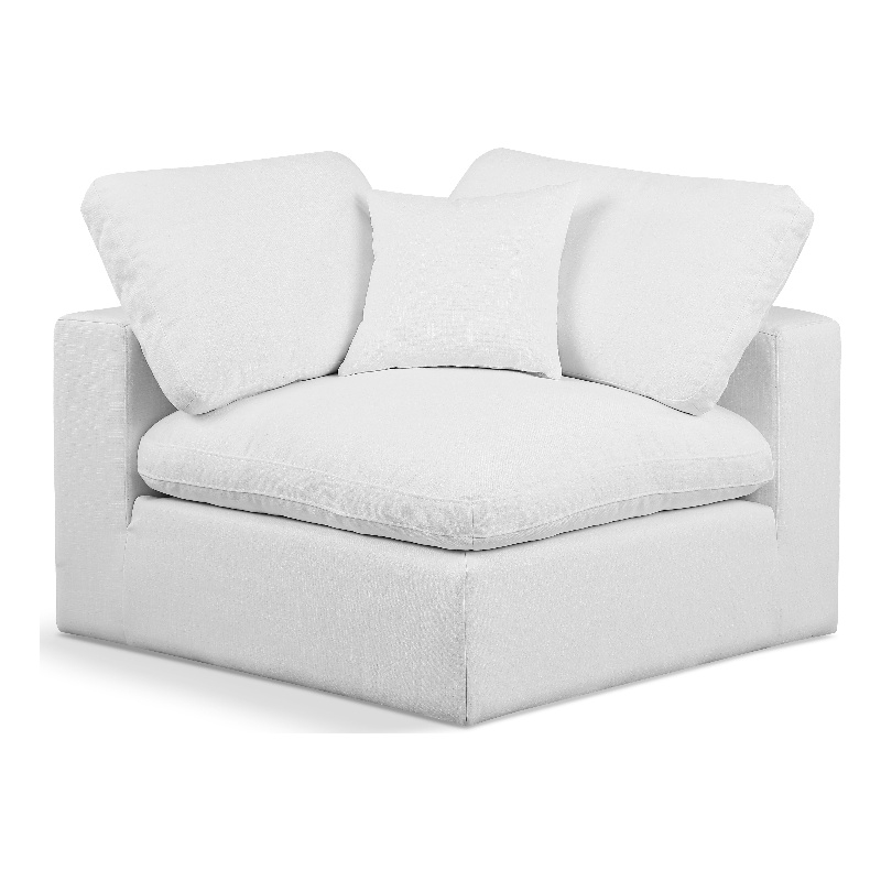 Meridian Furniture Comfy White Linen Textured Fabric Corner Chair