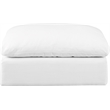Meridian Furniture Comfy White Linen Textured Fabric Ottoman