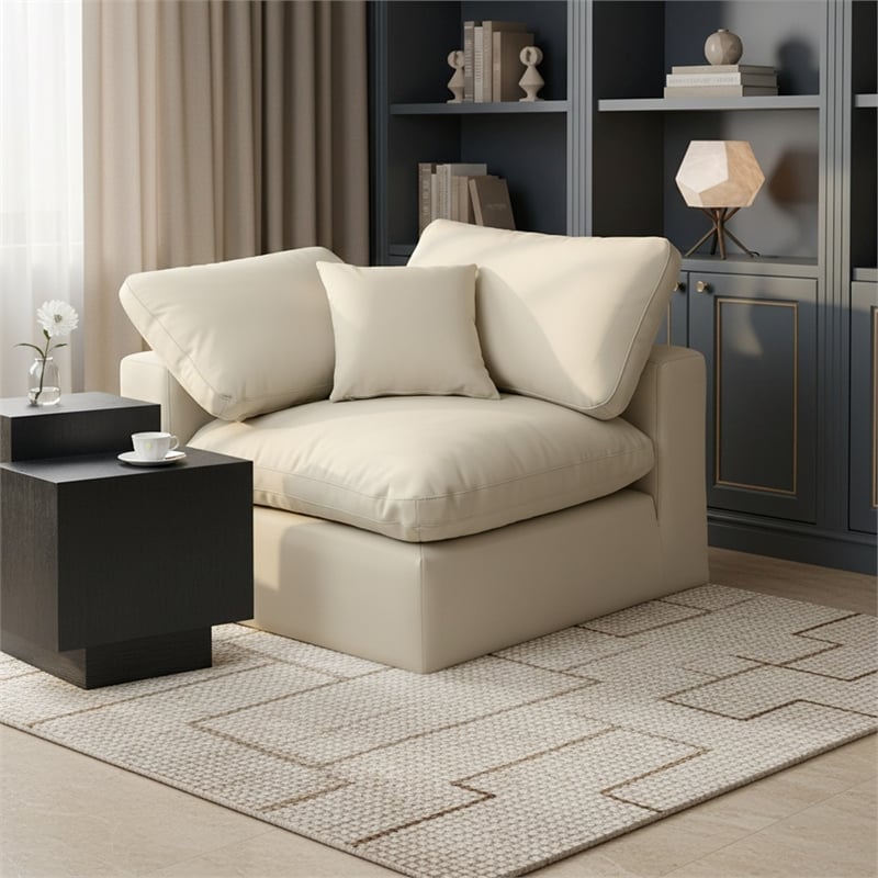 Meridian Furniture Comfy Cream Vegan Leather Corner Chair