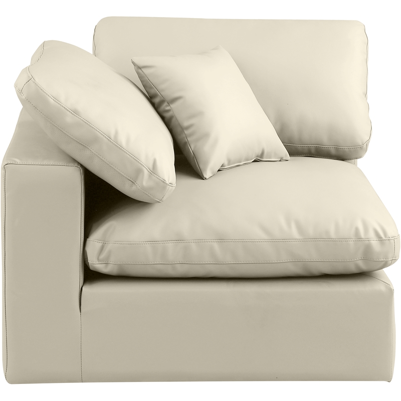 Meridian Furniture Comfy Cream Vegan Leather Corner Chair