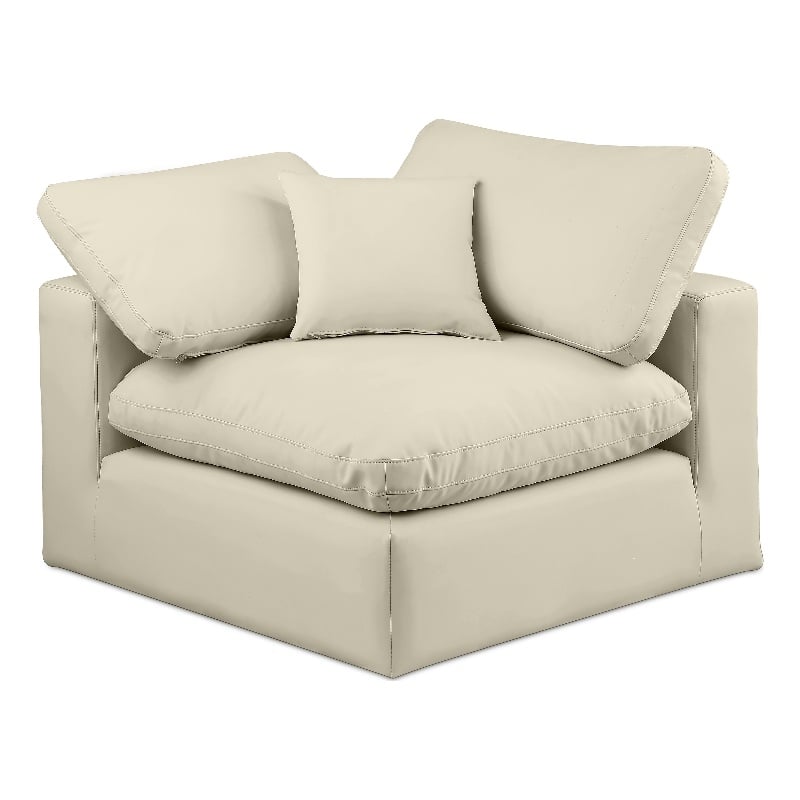 Meridian Furniture Comfy Cream Vegan Leather Corner Chair