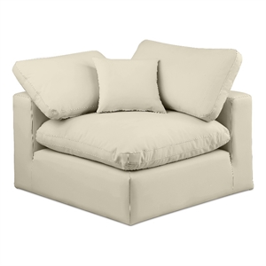 Meridian Furniture Comfy Cream Vegan Leather Corner Chair