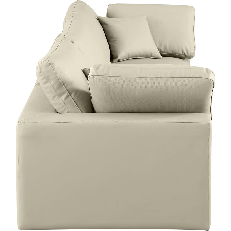 Meridian Furniture Comfy Cream Vegan Leather 3-Pc. Modular Sofa