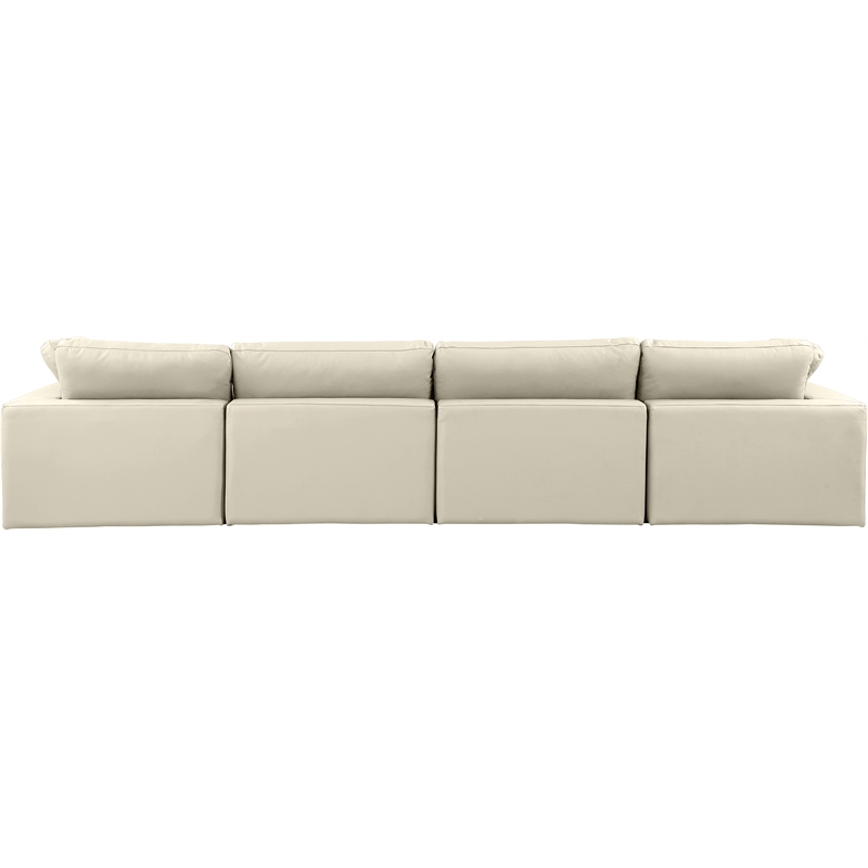 Meridian Furniture Comfy Cream Vegan Leather 4-Pc. Modular Sofa
