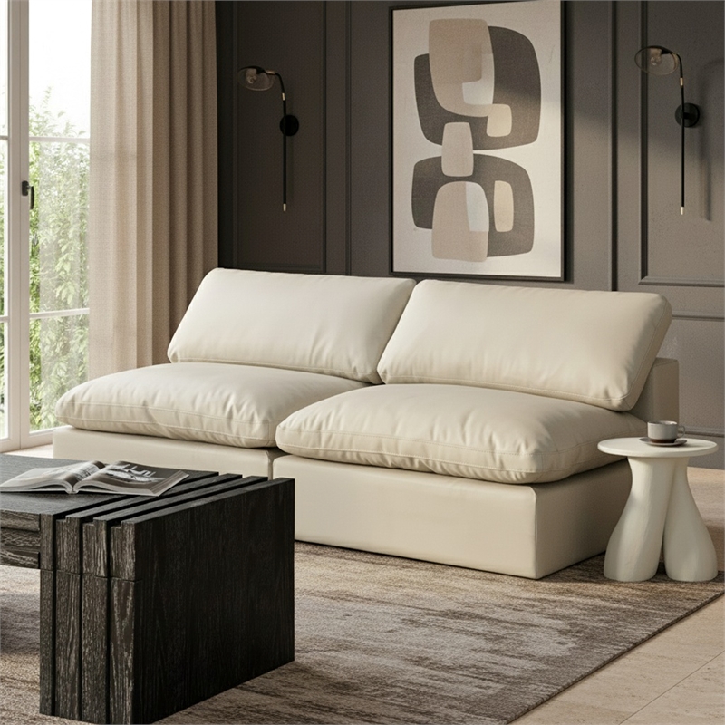 Meridian Furniture Comfy Cream Vegan Leather 2-Pc. Modular Sofa