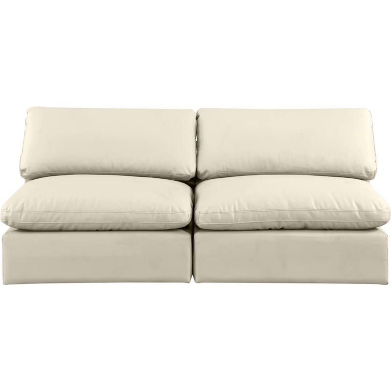Meridian Furniture Comfy Cream Vegan Leather 2-Pc. Modular Sofa