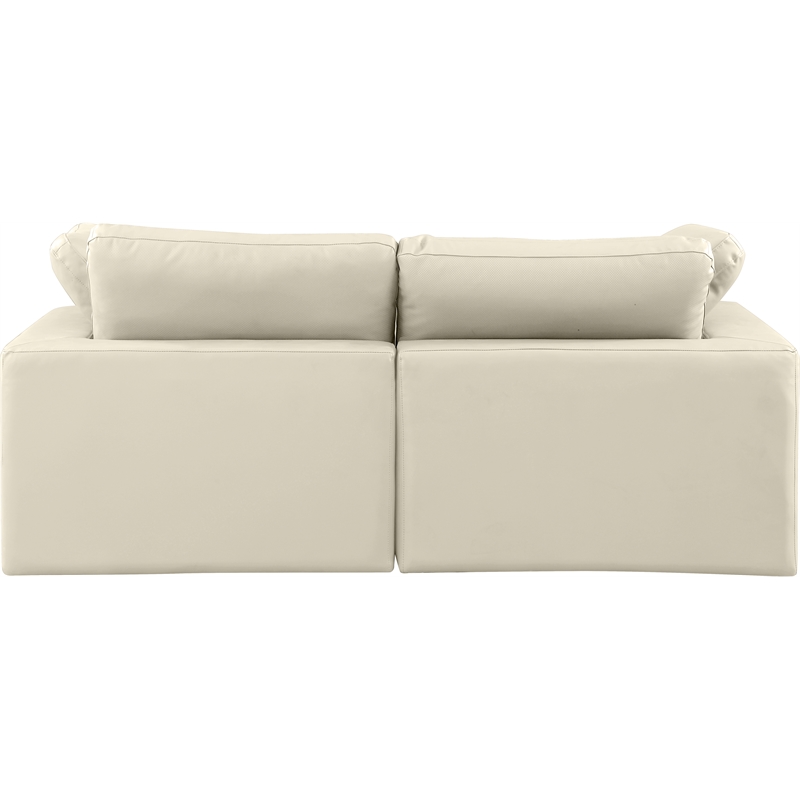 Meridian Furniture Comfy Cream Vegan Leather 2-Pc. Modular Sofa