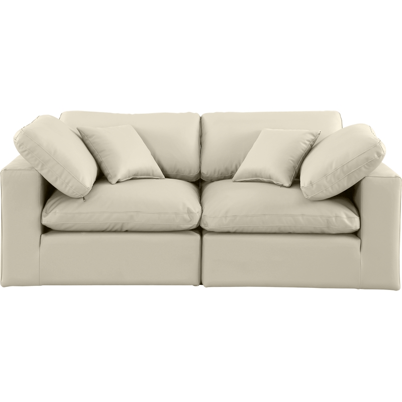 Meridian Furniture Comfy Cream Vegan Leather 2-Pc. Modular Sofa