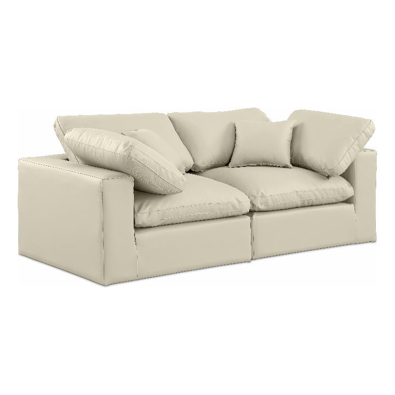Meridian Furniture Comfy Cream Vegan Leather 2-Pc. Modular Sofa
