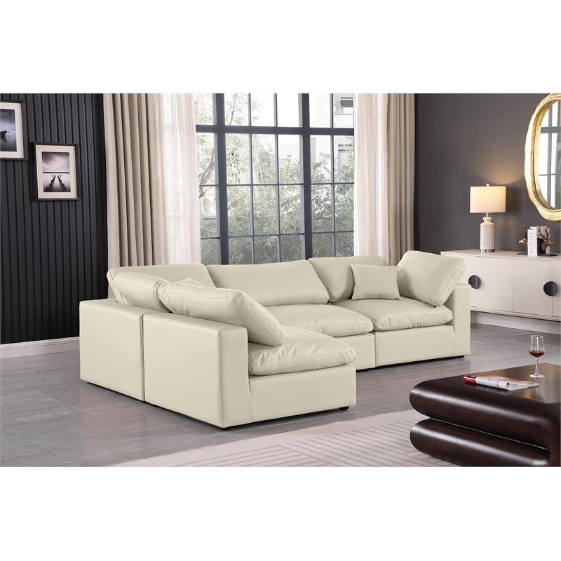 Meridian Furniture Comfy Cream Vegan Leather 4-Pc. Modular Sectional