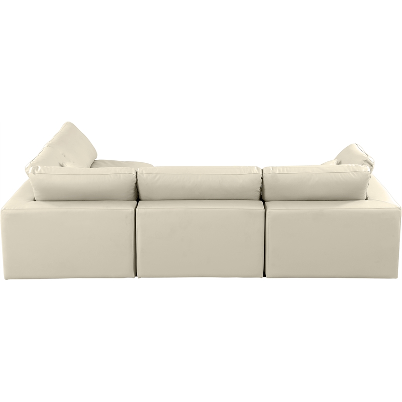 Meridian Furniture Comfy Cream Vegan Leather 4-Pc. Modular Sectional