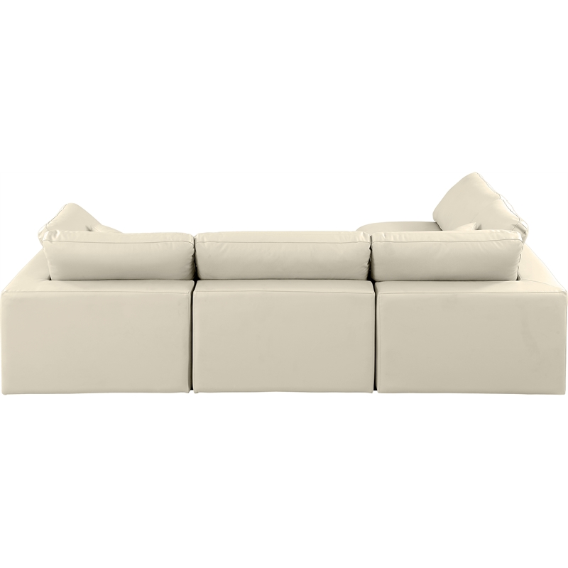 Meridian Furniture Comfy Cream Vegan Leather 4-Pc. Modular Sectional