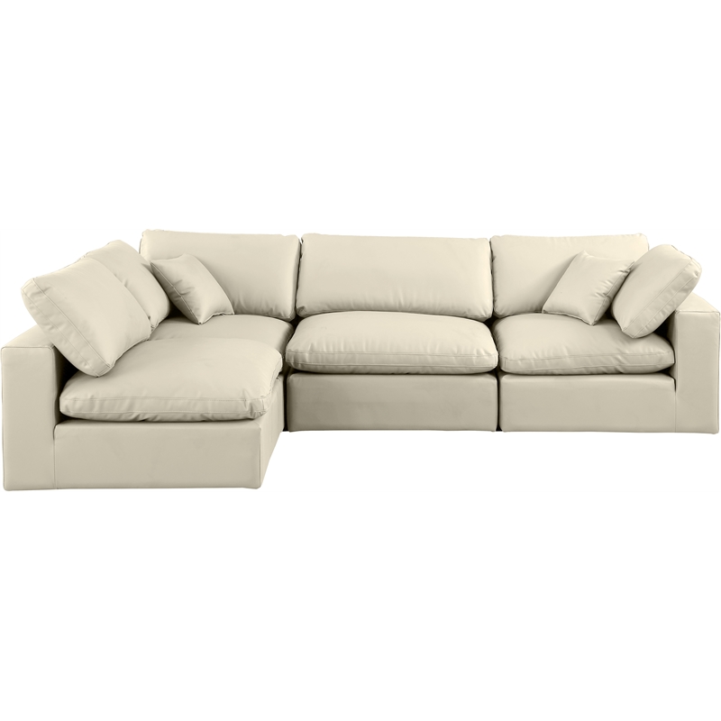 Meridian Furniture Comfy Cream Vegan Leather 4-Pc. Modular Sectional