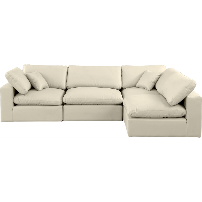 Meridian Furniture Comfy Cream Vegan Leather 4-Pc. Modular Sectional
