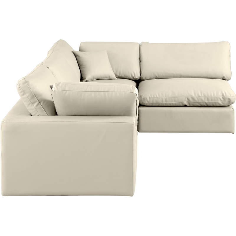 Meridian Furniture Comfy Cream Vegan Leather 4-Pc. Modular Sectional